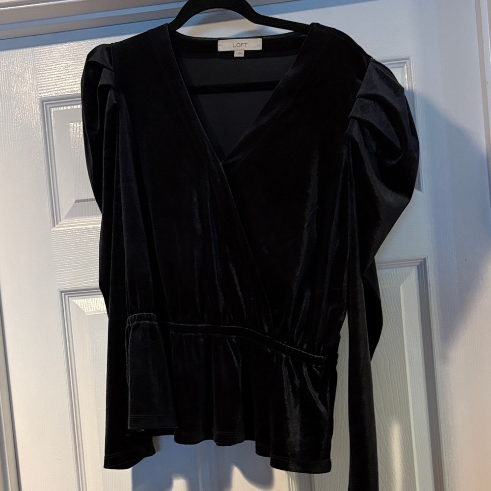 NWOT LOFT Black Velvet Blouse